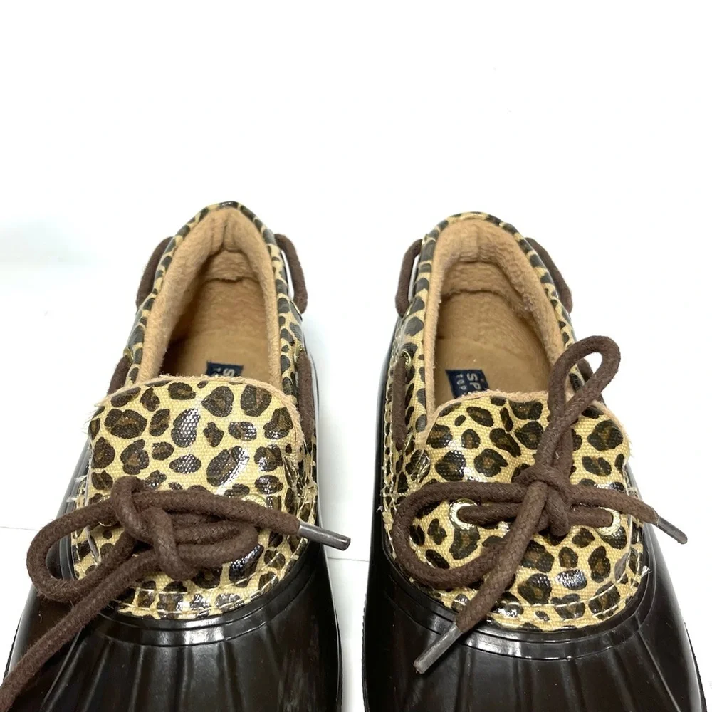 Sperry Top Sider Duck Boots Women’s Size 7 Leopard Print Rubber‎